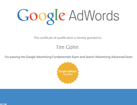 Tim Cohn Google AdWords Partner