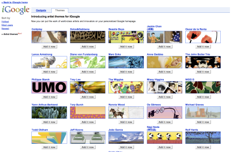 iGoogle Artist Themes