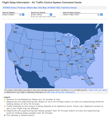 FAA Flight Delay Information Map