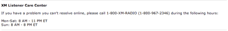 XM Listener Care Phone Number
