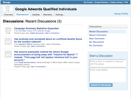 Linkedin Groups Recent Discussions