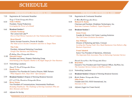 Customer Service Marketing Seminar Schedule