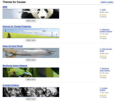iGoogle Themes for Causes