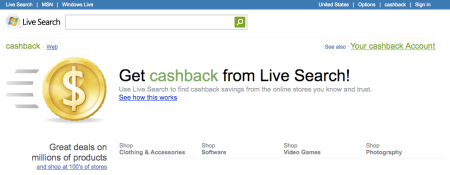 Cashback Live Search