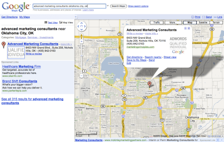 Google Maps Sponsored Links