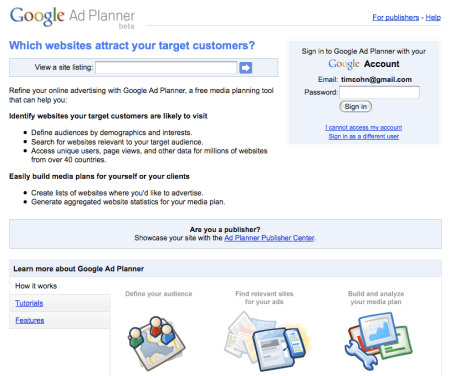 Google Ad Planner Beta
