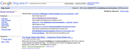 Google Blog Search Marketing Communications 