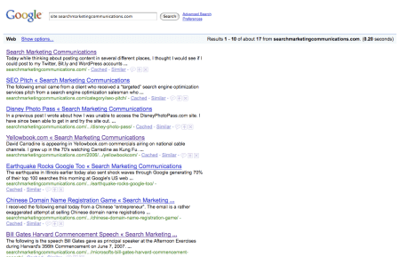 Google Index Search Marketing Communications