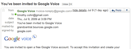 Google Voice Invitation