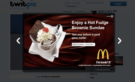 Twitpic Display Ad Overlays