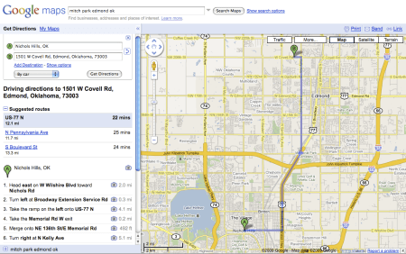 Correct Google Maps Driving Directions