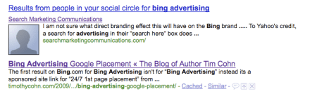 Google Social Circle Search Results