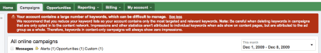 Adwords Account Warning