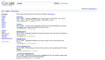 Google Real Time Search Latest