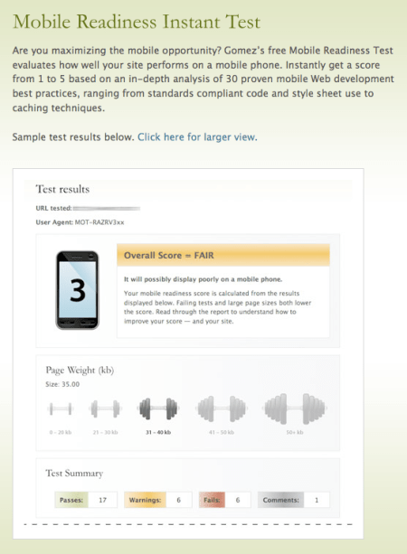 Mobile Readiness Instant Website Test