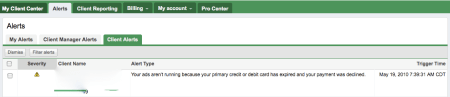 My Client Center Alerts