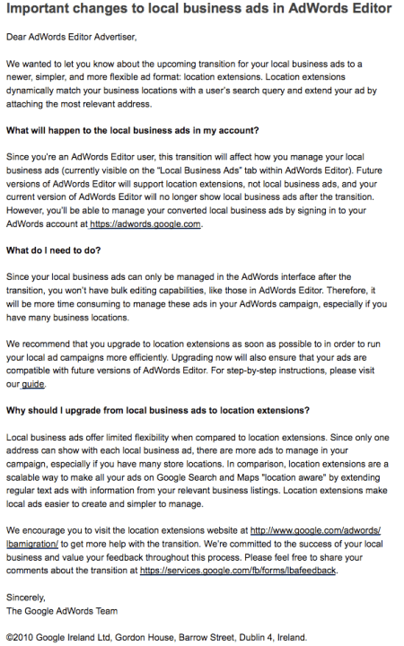 AdWords Editor Location Extensions