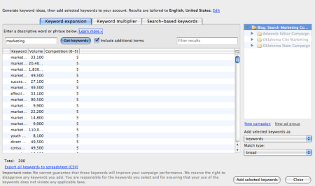 Keyword Opportunities Beta In Google Adwords Editor