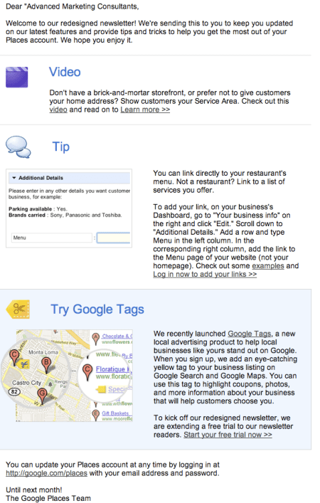 Google Places August 2010 Newsletter
