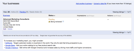 Google Places Status