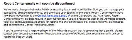 Report Center Emails